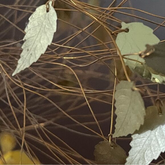 Vintage MCM Copper Wire Gold Leaves Dream Wish Tree Music Box - Picture 5 of 11